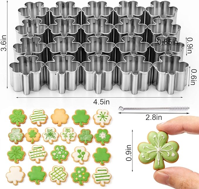 AIERSA Mini Shamrock Cookie Cutter, St Patricks Day Cookie Cutters, 1 Inch Tiny
