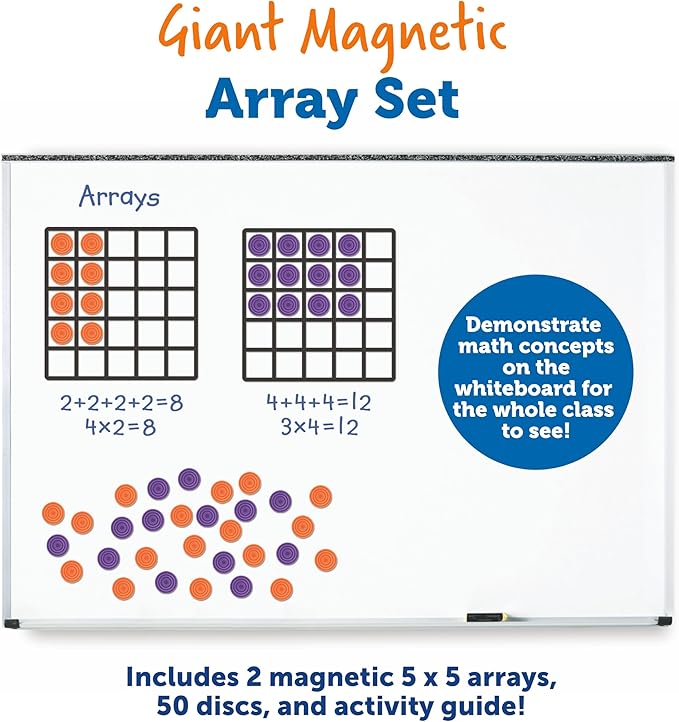 Learning Resources Giant Magnetic Array Set - Math Teacher and Classroom Supplies, Homeschool Math Tools