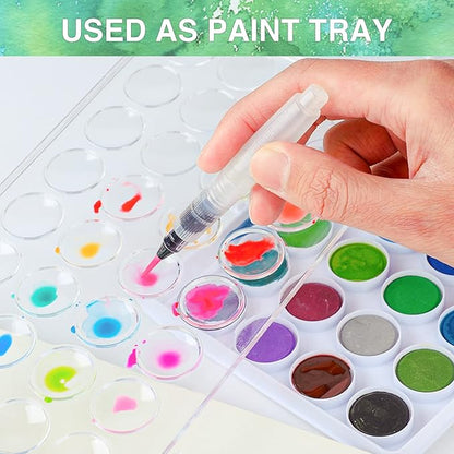 AROIC 65 Pieces Watercolor Paint Set,36 Colors Watercolor,10 Brushes,3 Refillable Water Brush Pens,16 Page Pad(8.5 * 5.5in),Profesional Watercolor Kit for Kids, Adults, Beginners