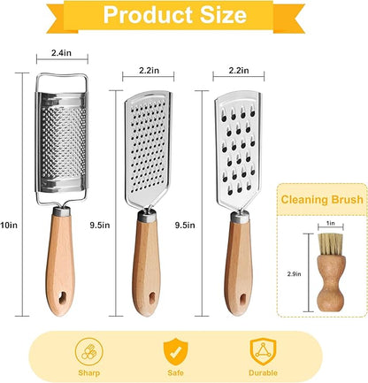 Handheld Cheese Graters with Cleaning Brush Stainless Steel Vegetable Grater