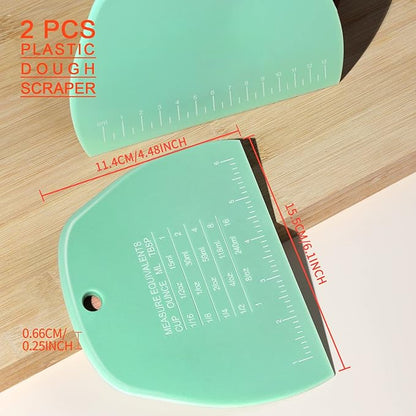Teenitor 2 Pieces Dough Scraper, Plastic Dough Cutter, Bread Scraper