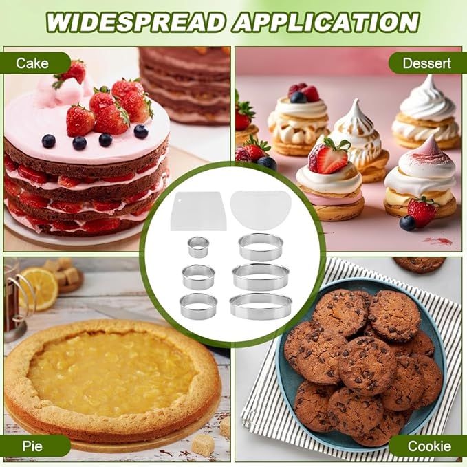 6PCS Round Cookie Cutters Set, Stainless Steel Biscuit Cutters