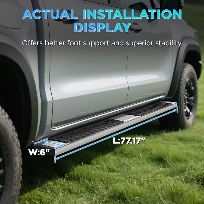PZ 6 inch Mirror Stainless Steel Running Boards Side Step Nerf Bar Fit with 2015-2024 Ford F-150,2017-2024 F-250 F-350 F-450 F-550 Super Cab/Extended Cab/Double Cab