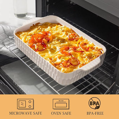 4.7QT Casserole Dishes for Oven, 9x13” Large Lasagna Pan, Ceramic Baking Dish
