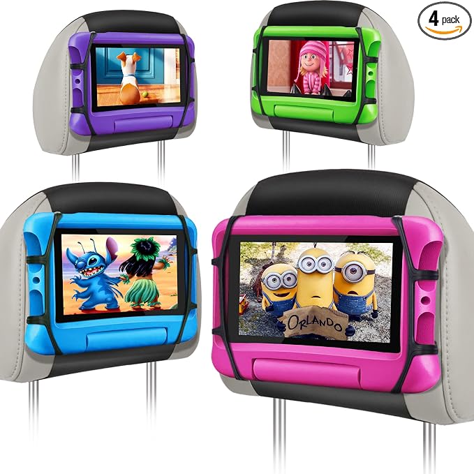 WONNIE Car Headrest Mount Holder for Tablets, Tablet Holder for Car Back Seat, Tablet Stand for Kids Fits for 7-12.9'' Devices, 4 Pack