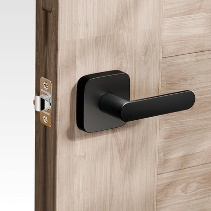 ULTRALOQ Passage Lever Door Handle, Reversible Black Front Door Handle No Lock