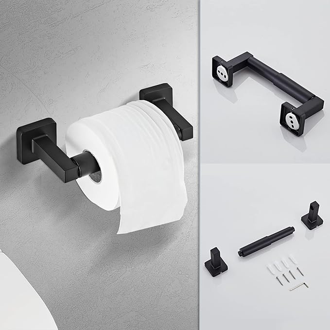 Matte Black Bathroom Hardware Set 4 Pieces, Bathroom Accessories Set Stainless