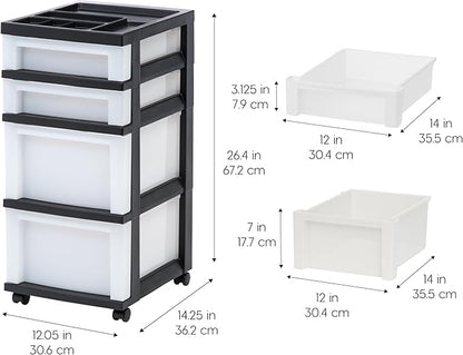 IRIS USA Plastic Drawer Storage Organizer Rolling Cart,
