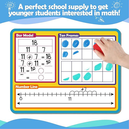 Dry Erase Number Line Whiteboard, 9" x 12" Double-Sided 120 Number Chart, Math Manipulatives White Board for Kids Students, Classroom and Home, Small White Board Dry Erase (Number Line)