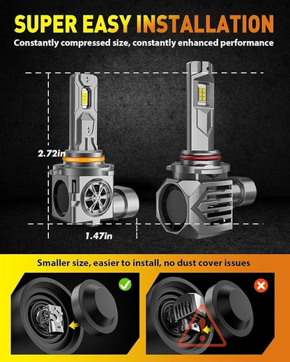 Termitor High Performance 9005 HB3 Fog Light Bulb for Off-road Only | 80,000LM Brightness, 6500K Bright White Light, DIY Easy Install, 85K+ Hrs, IP68, OE Sizing, Pair Pack
