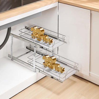 VEVOR Pull Out Cabinet Organizer, Chrome-Plated Steel Roll Out Drawers