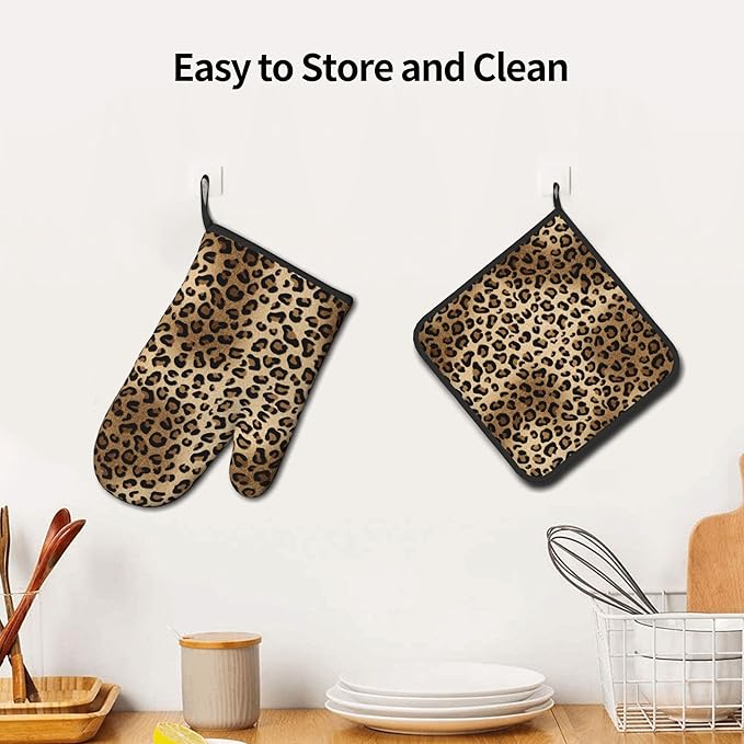 Leopard Print Oven Mitts