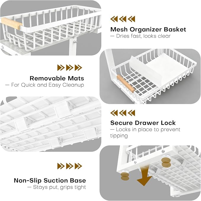 Under Sink Organizer, 2 Tier Pull Out Under-Sink Shelves, Adjustable Height