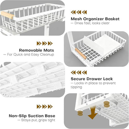 Under Sink Organizer, 2 Tier Pull Out Under-Sink Shelves, Adjustable Height