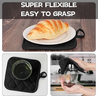 Oven Mitts and Pot Holders Set, Heat Resistant Silicone Kitchen Mini Oven
