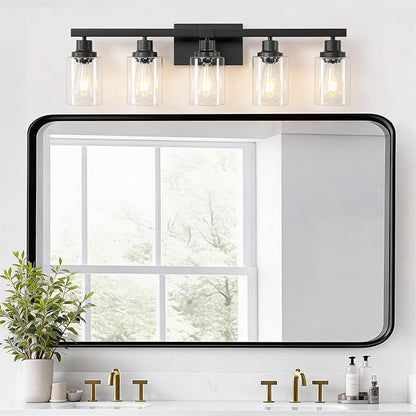 DIKAIDA 5-Light Black Bathroom Vanity Light, Modern Vanity Lighting Fixture