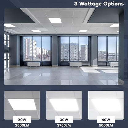 LUXRITE 2x2 FT LED Flat Panel Light, 5CCT Color Selectable 3000K 3500K 4000K