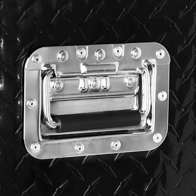 FORWODE 30 Inch Truck Bed Tool Box, Aluminum Heavy Duty Trailer Tool Box for Pickup Truck Bed RV, Toolbox Storage Box with Handle and Lock - Black