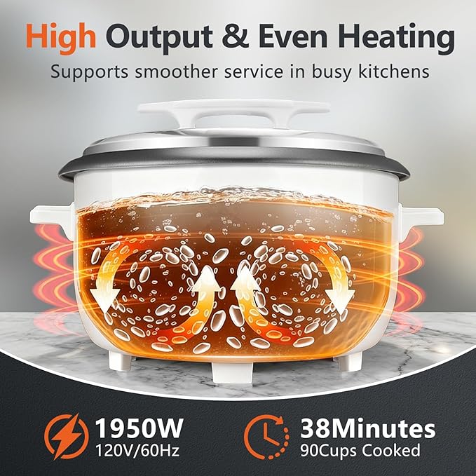 Commercial Rice Cooker, 90-Cup Rice Cooker, 16Qt / 18 L Large Rice Cooker