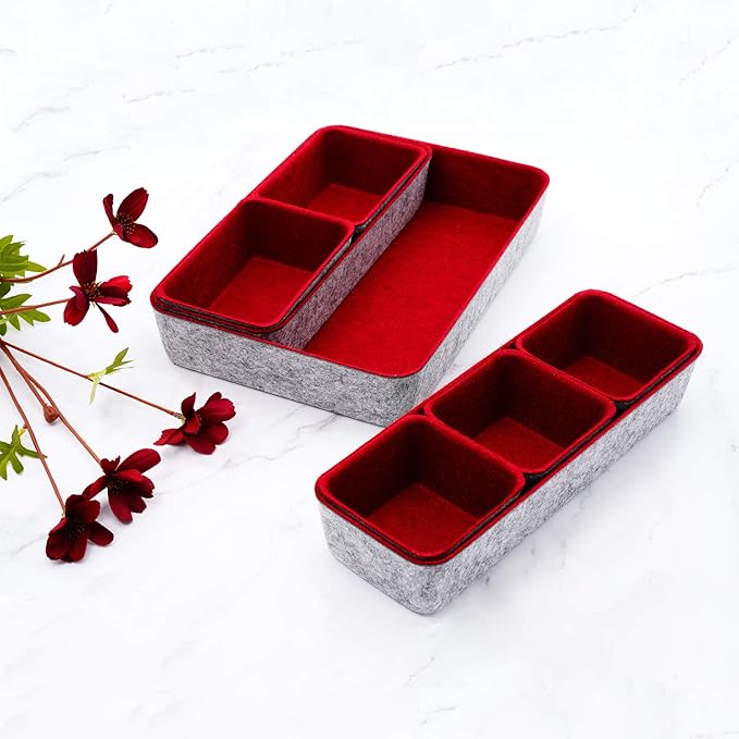 Welaxy Desk Drawer organizers tray Felt storage bins office Sleek Minimalist