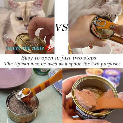 Food Can Spoon & Lids, One Multi-Functional Opener Spatula, Cute Paw Shape Spoon