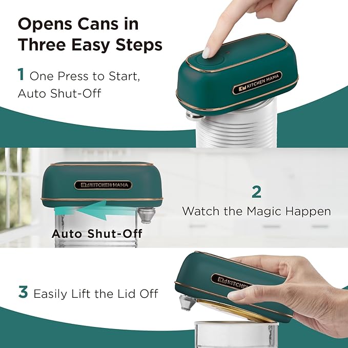 Kitchen Mama Orbit One Rechargeable Electric Can Opener: Hands-free, USB-C