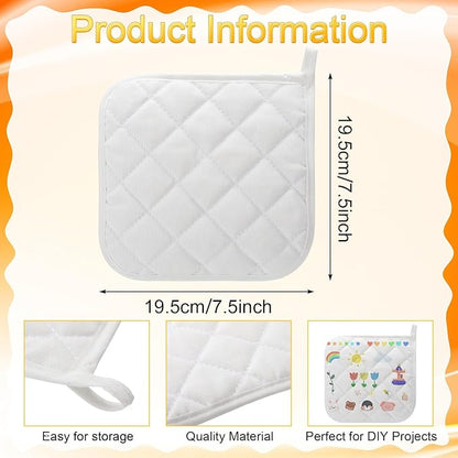 40 Pcs Pot Holder Bulk for Craft Set Including 16 White Pot Holders Oven Mitts
