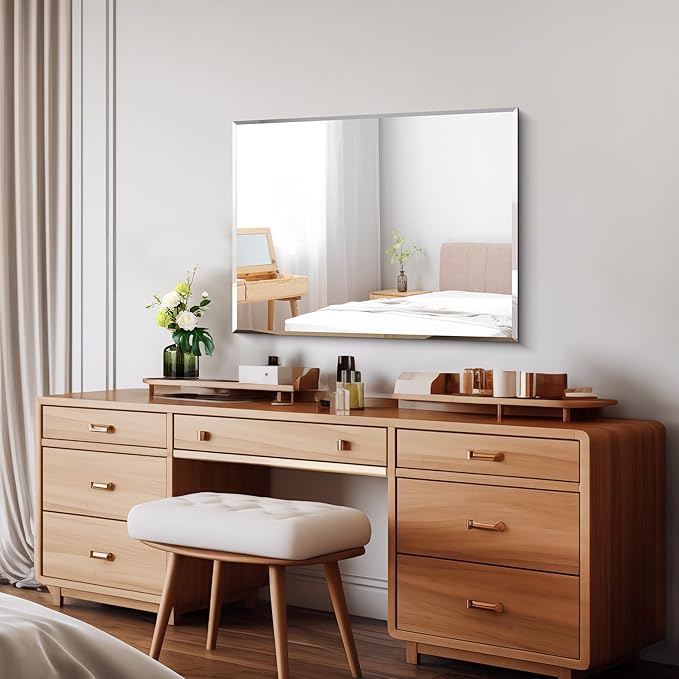 CILIBER Beveled Mirror, 24x30 Frameless Beveled Bathroom Mirrors