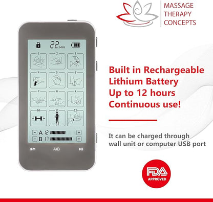 Massage Therapy Concepts Deluxe TENS Unit Muscle Stimulator & Accessories