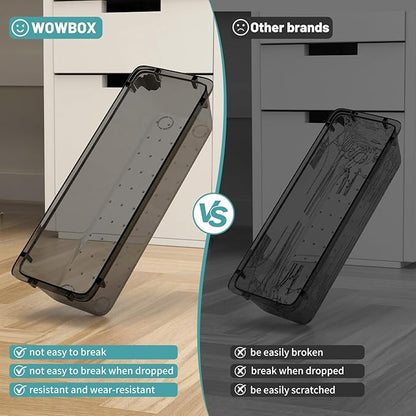 WOWBOX 16 PCS Clear Plastic Drawer Organizer Set, 4 Sizes Desk Drawer