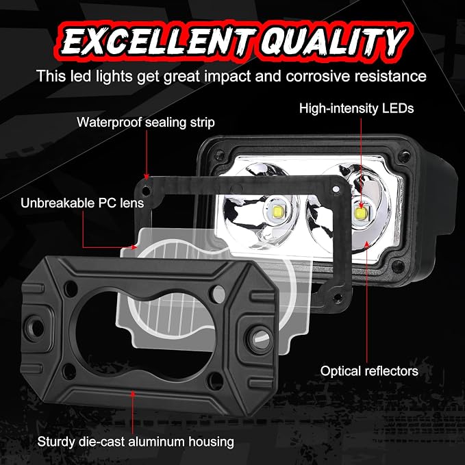 Flush Mount Pod Lights Yellow, Auto Power Plus 2PCS 40W LED Driving Lights Amber LED Pods Off Road Lights Bumper Fog Lights Flush LED Light Bar Backup Light Cube for Truck Pickup ATV UTV Boat 4x4
