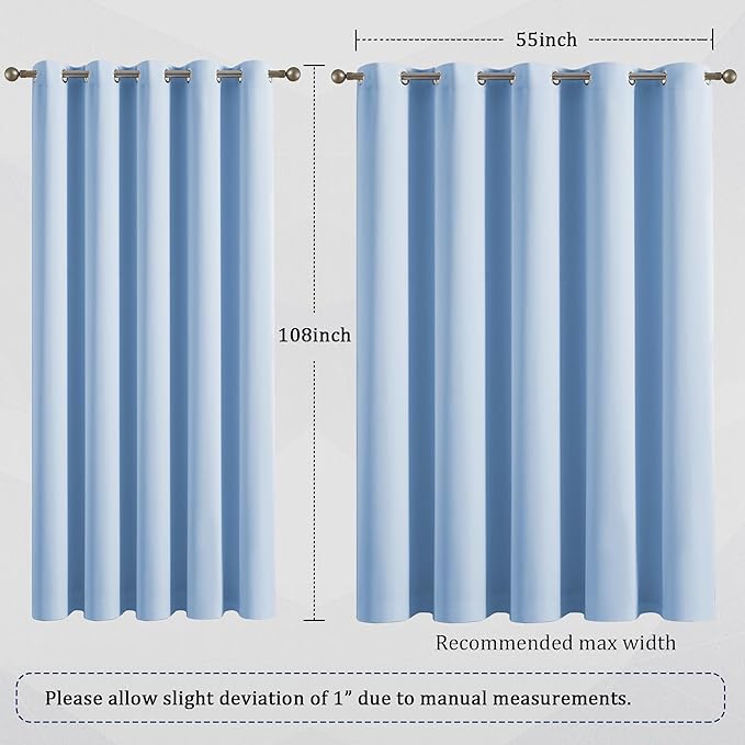 DUALIFE 108 Inch Length Blackout Curtains