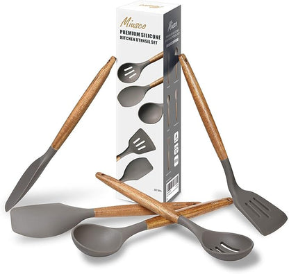 Kitchen Utensils Set, Silicone Cooking Utensils Set, Non-Stick Silicone Spatula