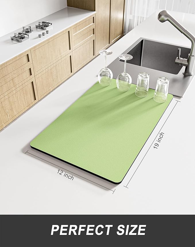 Rnivvi Dish Drying Mat for Kitchen Counter, 12 x 19" Super Absorbent Drainer