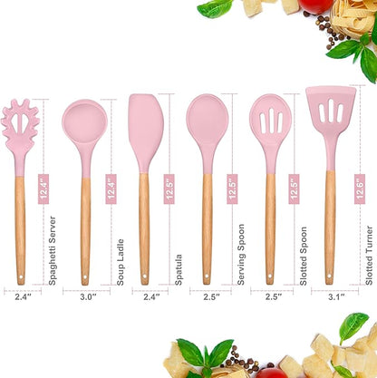 E-far Cooking Utensils Set of 6, Silicone Kitchen Utensils