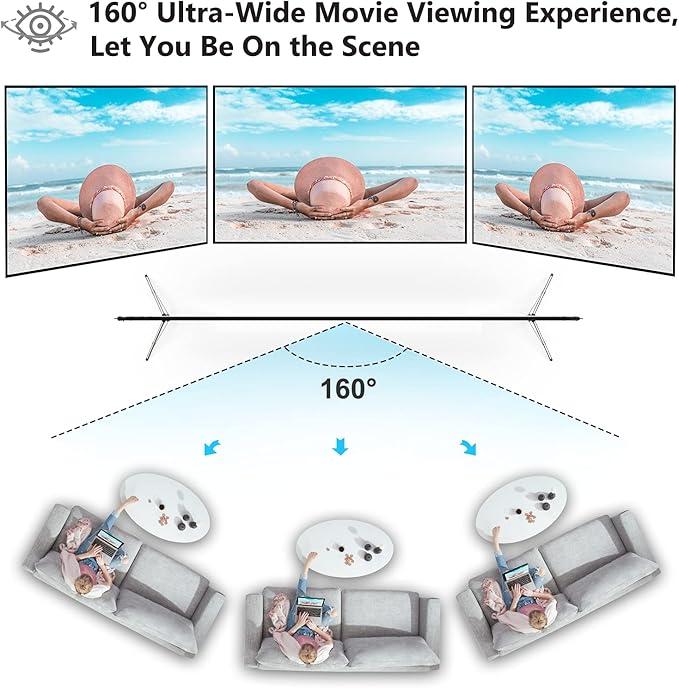 Projector Screen with Stand, Vamvo 100 inch Portable Foldable Projection Screen