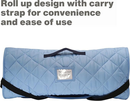 EVERYDAY KIDS Cute Preschooler and Toddler Cot Nap Mat for Home, Daycare, Preschool and Kindergarten; Easy to Roll Sleeping Mat with Elastic Straps, Pillow and Blanket