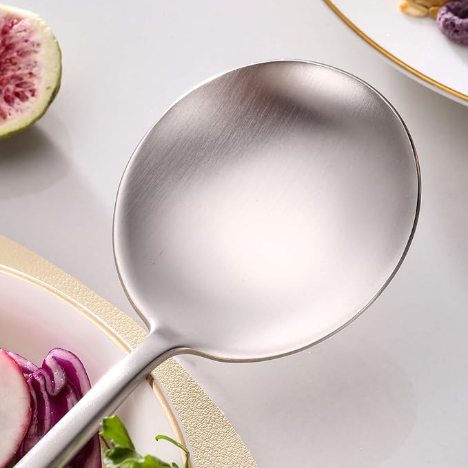 Lemeya Salad Serving Utensils,Serving Spoons Stainless Steel,2Pcs Long Handle Salad Servers 11.42 Inch,Salad Utensils for Serving,Matte Finish,Dishwasher Safe