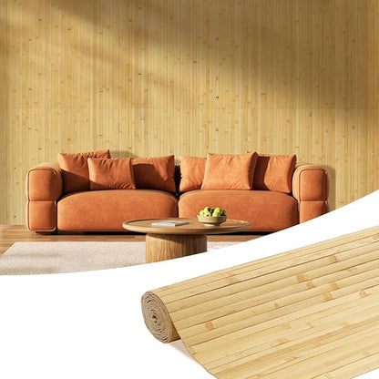OUZUGIE 1 Pack 96x48 Inch Natural Bamboo Wall Panel – Natural Pole Wrap Paneling
