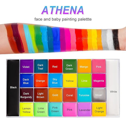 26 Colors Professional Face Body Paint Kit, Oil Face & Body Paint Kit for Halloween,including 26 Colors Face Paint/Paint Stick/ Brushes/ Special Effects Sticker for Halloween/Fake Blood