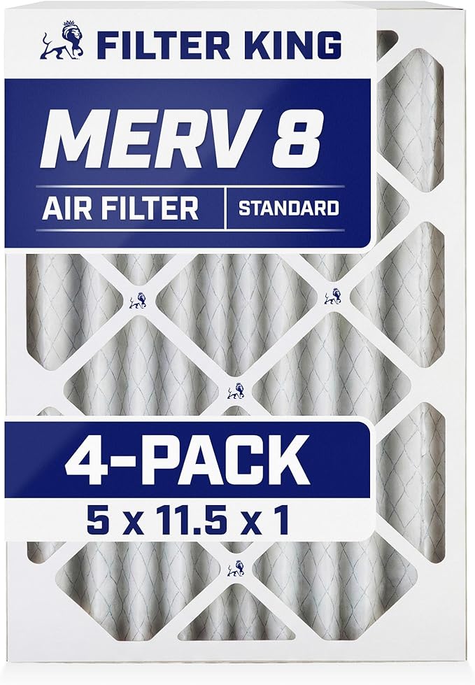 Filter King 5x11.5x1 Air Filter | 4-PACK | MERV 8 HVAC Pleated A/C Furnace