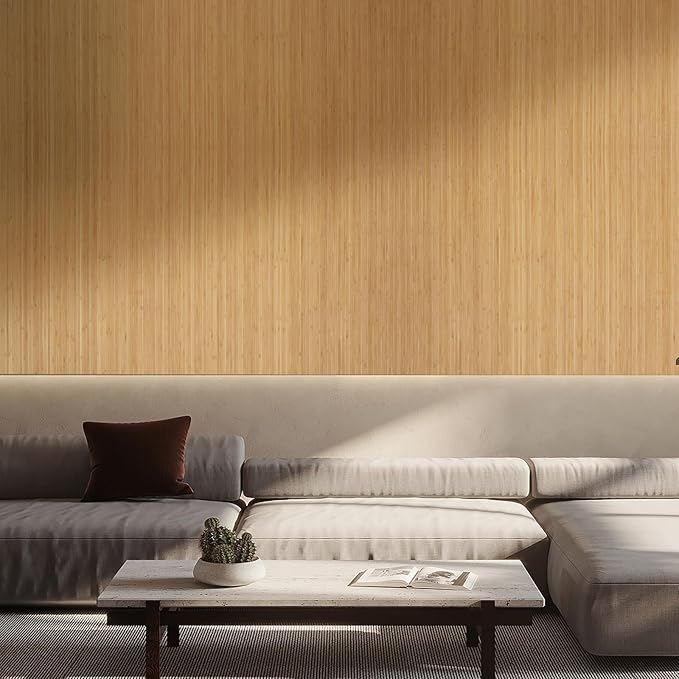 OUZUGIE 1 Pack 96x48 Inch Natural Bamboo Wall Panel – Twinned Carbides Pole
