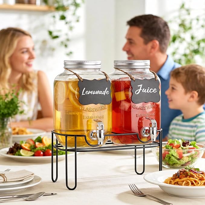 1 Gallon Glass Drink Dispensers