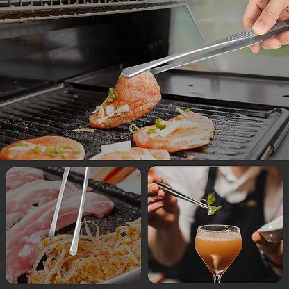 HOTEC Kitchen Tweezers Tongs Stainless Steel Professional Chef Tweezers