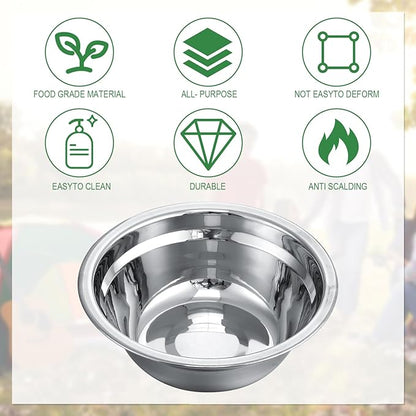 Lallisa Outdoor Camping Cookware Mess Kit Polished Stainless Steel Dishes Camping Utensils Portable Tableware with Plates Cups Spoons Forks Knives Mesh Bag for Backpacking Hiking