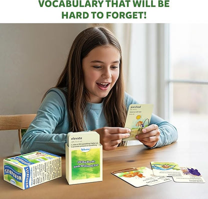 Skillmatics Vocabulary Flash Cards for Kids - Learn 100 Words with Wordplay, Visuals, & Soundplay, Christmas Stocking Stuffers, Educational Gifts for Ages 8, 9, 10 & Up, Screen-Free Language Game