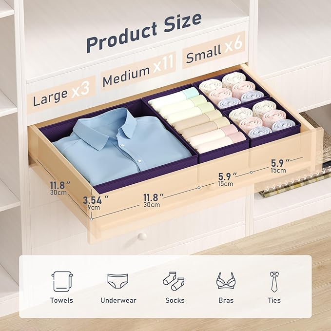 DIMJ Drawer Organizer Clothes