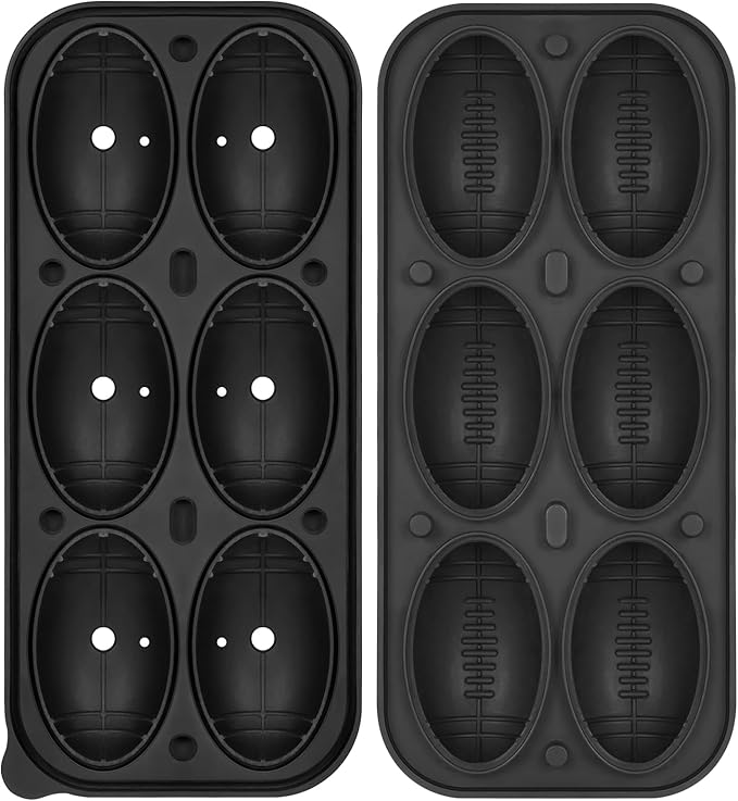 Silicone Large Ice Cube Tray, 6 Big Football Ice Cube Trays