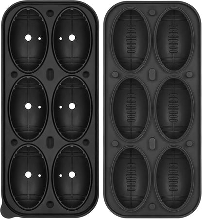 Silicone Large Ice Cube Tray, 6 Big Football Ice Cube Trays