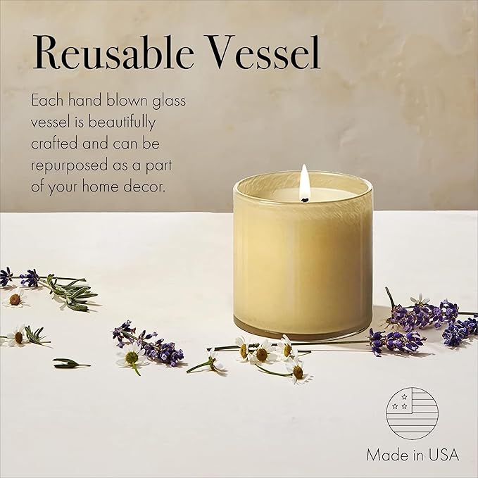 LAFCO New York Signature Candle, Chamomile Lavender - 15.5 oz, 2 Pack - 90-Hour Burn Time - Reusable, Hand Blown Glass Vessel - Made in The USA